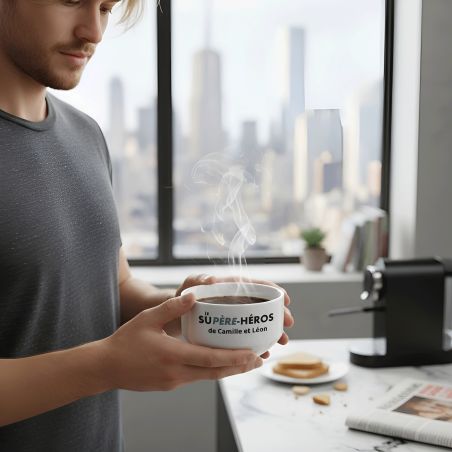 Bol petit déjeuner personnalisable Super Héros – Prénom imprimé en couleur – Cadeau enfant ou adulte original