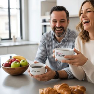 Pack of 2 Perfection model bowls customizable with first name - Personalized couple gift - For his/her sweetheart