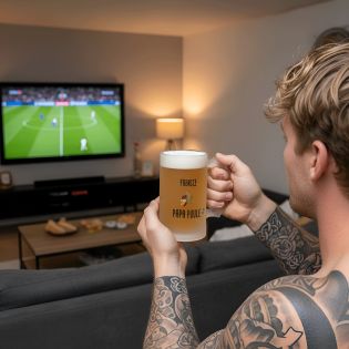 Chope à bière en verre givré 50 cl personnalisée · Papa Poule