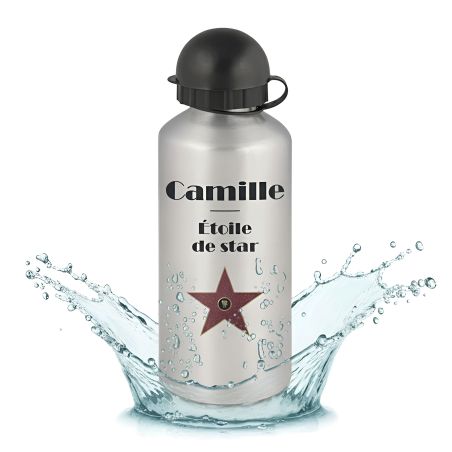 50cl aluminum bottle personalized with first name · Walk of Fame star replica model