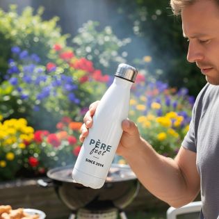 Customizable first name insulated bottle - Stainless steel, 50 cL - Father-Fect model - Personalized gift for his Dad