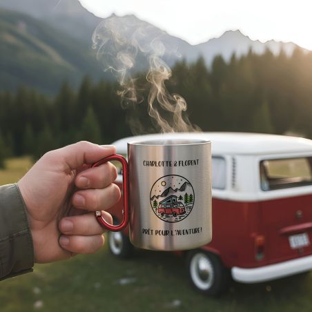 Double-walled stainless steel climbing cup with customizable carabiner · 33 cL