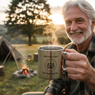 Double-walled stainless steel climbing cup with customizable carabiner · 33 cL