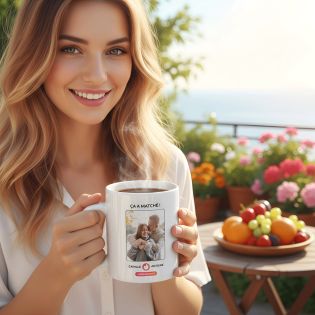 Mug Ça a matché personnalisable avec Photo et Prénom | Cadeau son/sa chéri(e) personnalisé Noël - 33 cl, Céramique - Imprimé en 