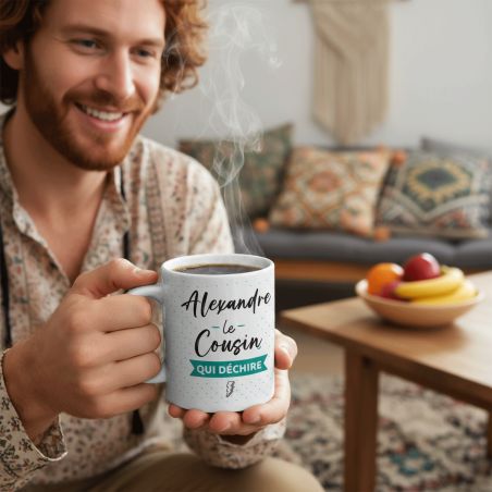 mugs et tasses à café : Mug personnalisable en céramique - Mug Cousin qui Déchire - 33 cl, Céramique - Imprimé en France