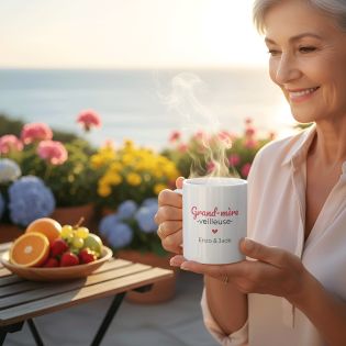 Mug thé ou café personnalisable Grand-mère-veilleuse · Cadeau anniversaire ou Noël de Mamie