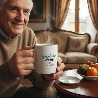 Mug en céramique personnalisable Grand-père-fect · Cadeau anniversaire ou Noël de Papy