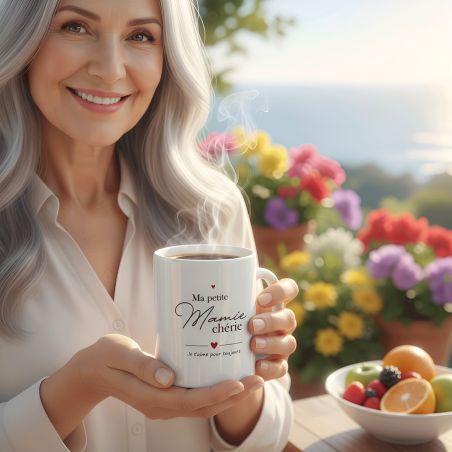 mugs et tasses à café : Mug personnalisable en céramique - ma petite mamie chérie - 33 cl, Céramique - Imprimé en France