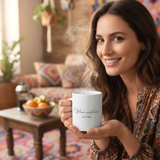 Mug en céramique blanc personnalisable "Mère-Veilleuse" · Cadeau anniversaire maman ou fête des mères