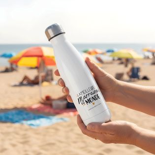 Bouteille isotherme personnalisable prénom - Inox, 50 cl - Gourde- Modèle Meilleure Marraine du monde - Cadeau Noël pour sa Ma