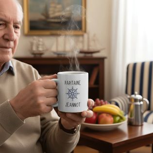 Personalized white ceramic mug with grandchild names · Papitaine · Grandpa gift