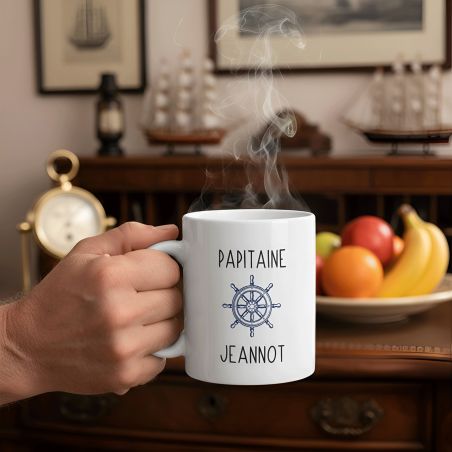 Personalized white ceramic mug with grandchild names · Papitaine · Grandpa gift