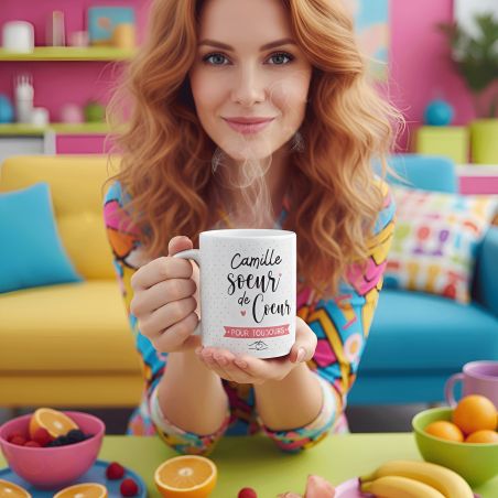 mugs et tasses à café : Mug personnalisable en céramique - Sœur de Cœur - 33 cl, Céramique - Imprimé en France