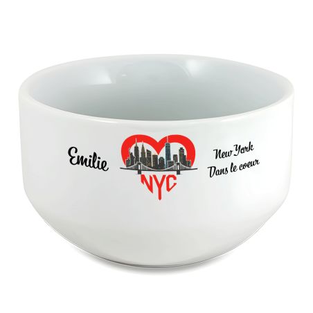 Bol petit déjeuner personnalisable Ville : New York dans le coeur