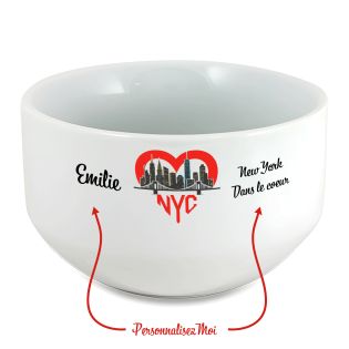 Bol petit déjeuner personnalisable Ville : New York dans le coeur
