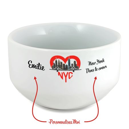 Bol petit déjeuner personnalisable Ville : New York dans le coeur