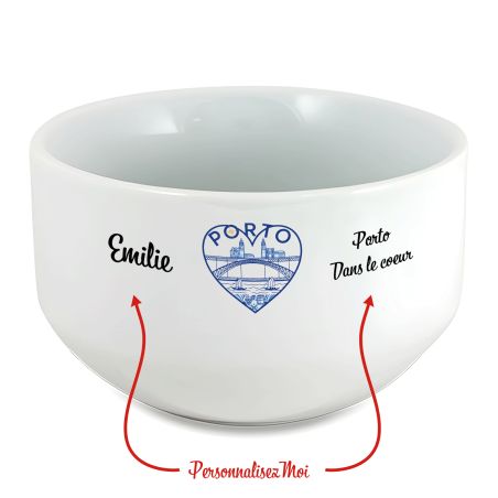 Bol petit déjeuner personnalisable Ville : Porto dans le coeur