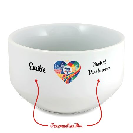 Bol petit déjeuner personnalisable Ville : Madrif dans le coeur