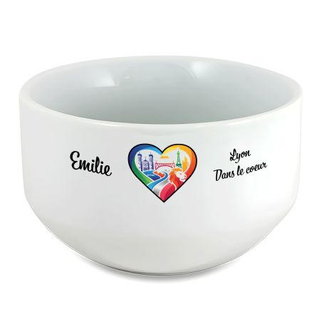 Bol petit déjeuner personnalisable Ville : Lyon dans le coeur