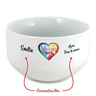 Bol petit déjeuner personnalisable Ville : Lyon dans le coeur