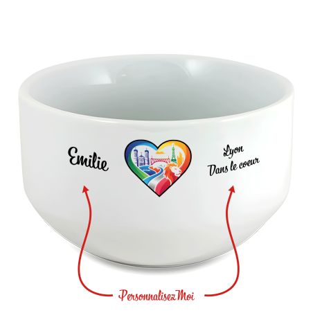 Bol petit déjeuner personnalisable Ville : Lyon dans le coeur