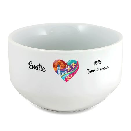 Bol petit déjeuner personnalisable Ville : Lille dans le coeur