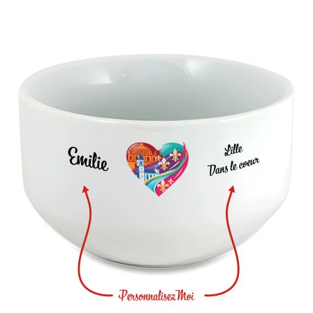 Bol petit déjeuner personnalisable Ville : Lille dans le coeur