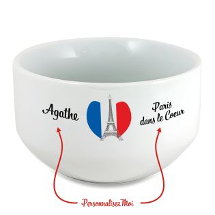 Bol petit déjeuner personnalisable Ville : Paris dans le coeur