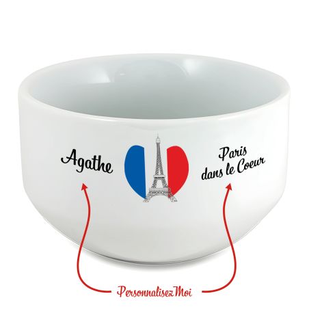 Bol petit déjeuner personnalisable Ville : Paris dans le coeur