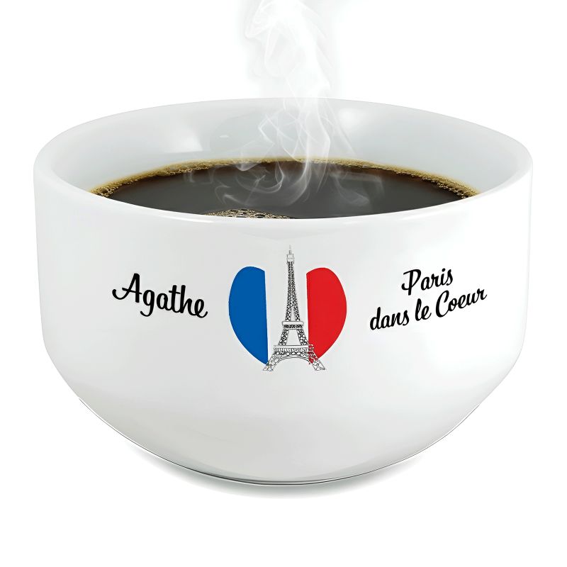 Bol petit déjeuner personnalisable Ville : Paris dans le coeur Bol petit déjeuner personnalisable Ville : Paris dans le coeur