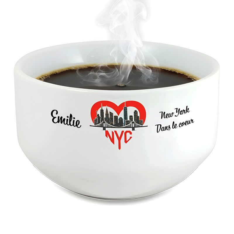 Bol petit déjeuner personnalisable Ville : New York dans le coeur Bol petit déjeuner personnalisable Ville : New York dans le coeur