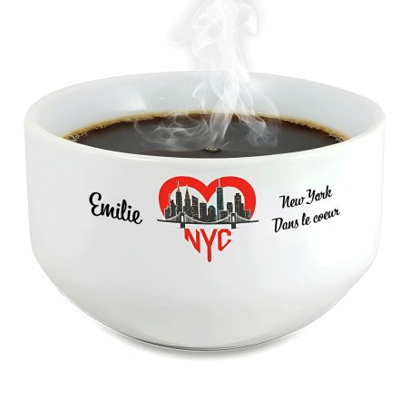 Bol petit déjeuner personnalisable Ville : New York dans le coeur
