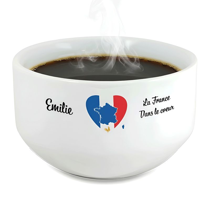 Bol petit déjeuner personnalisable Pays : La France dans le coeur Bol petit déjeuner personnalisable Pays : La France dans le coeur