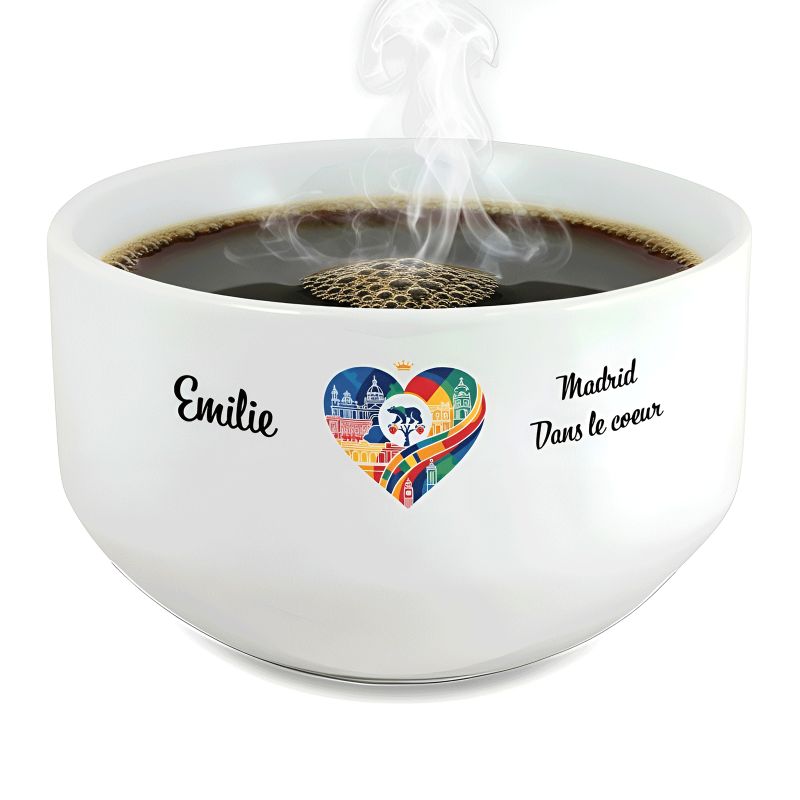 Bol petit déjeuner personnalisable Ville : Madrid dans le coeur Bol petit déjeuner personnalisable Ville : Madrid dans le coeur