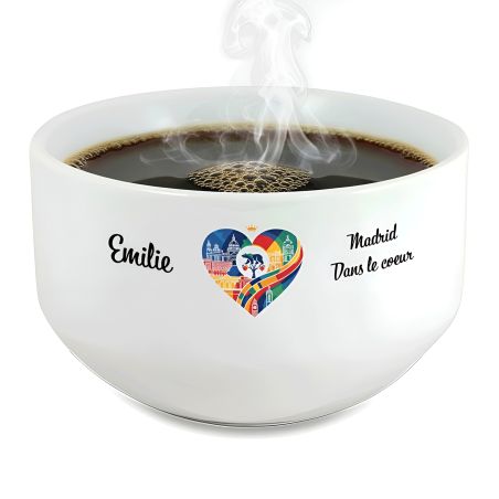 Bol petit déjeuner personnalisable Ville : Madrid dans le coeur