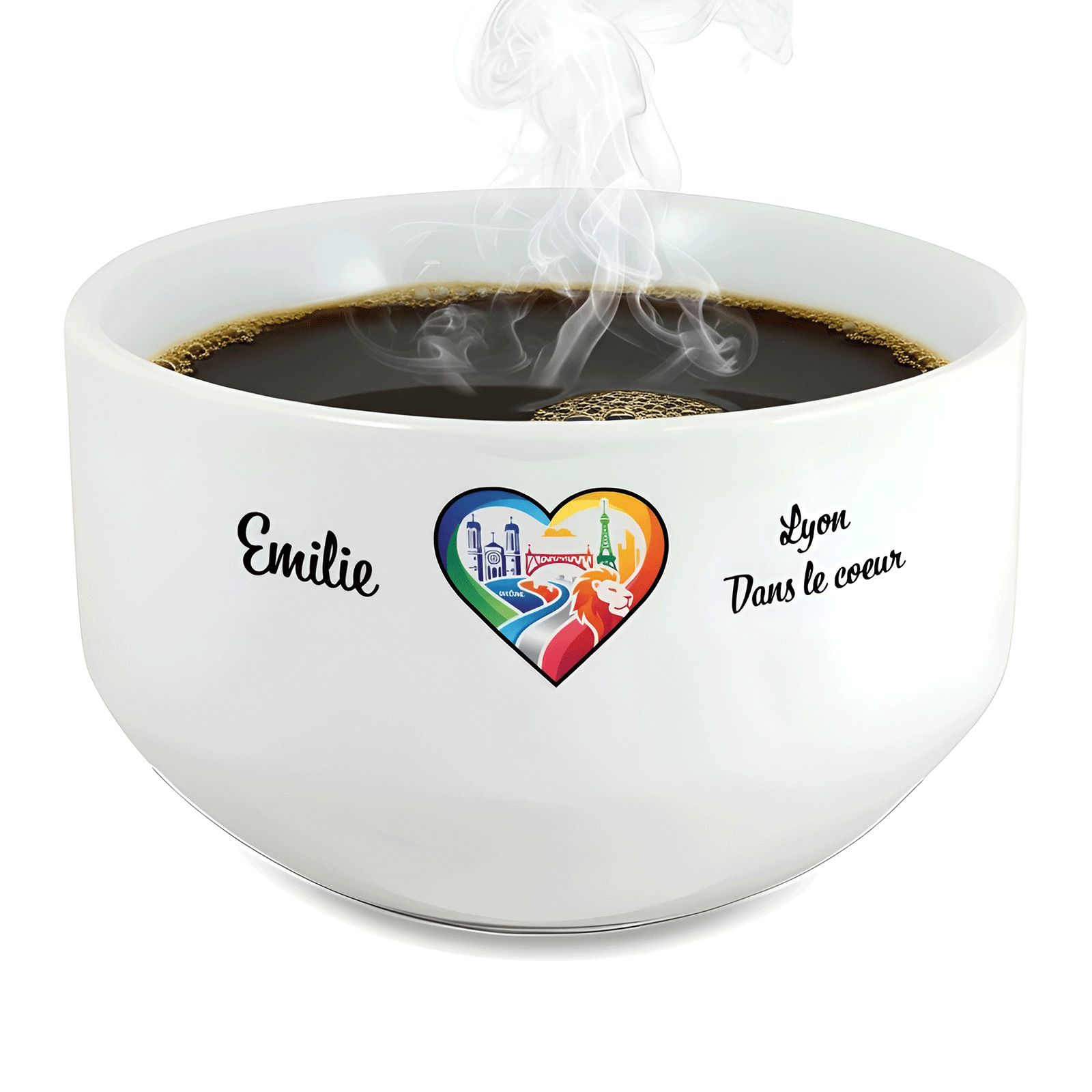 Bol petit déjeuner personnalisable Ville : Lyon dans le coeur