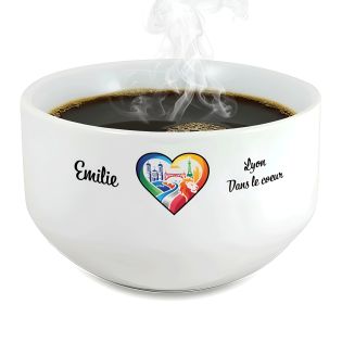 Bol petit déjeuner personnalisable Ville : Lyon dans le coeur