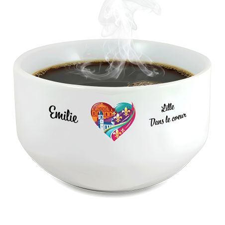 Bol petit déjeuner personnalisable Ville : Lille dans le coeur