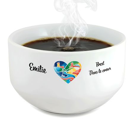 Bol petit déjeuner personnalisable Ville : Brest dans le coeur
