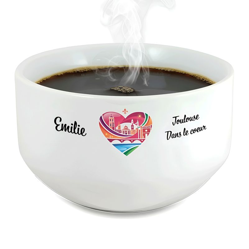 Bol petit déjeuner personnalisable Ville : Toulouse dans le coeur Bol petit déjeuner personnalisable Ville : Toulouse dans le coeur