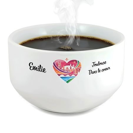 Bol petit déjeuner personnalisable Ville : Toulouse dans le coeur