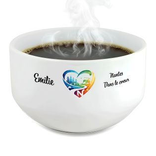 Bol petit déjeuner personnalisable Ville : Nantes dans le coeur
