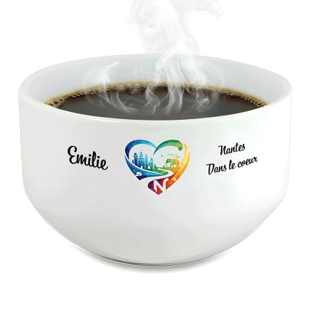 Bol petit déjeuner personnalisable Ville : Nantes dans le coeur