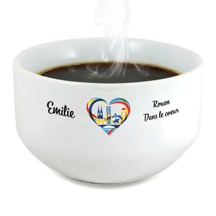 Bol petit déjeuner personnalisable Ville : Rouen dans le coeur