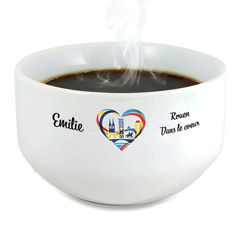 Bol petit déjeuner personnalisable Ville : Rouen dans le coeur Bol petit déjeuner personnalisable Ville : Rouen dans le coeur