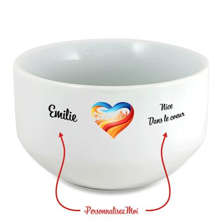 Bol petit déjeuner personnalisable Ville : Nice dans le coeur