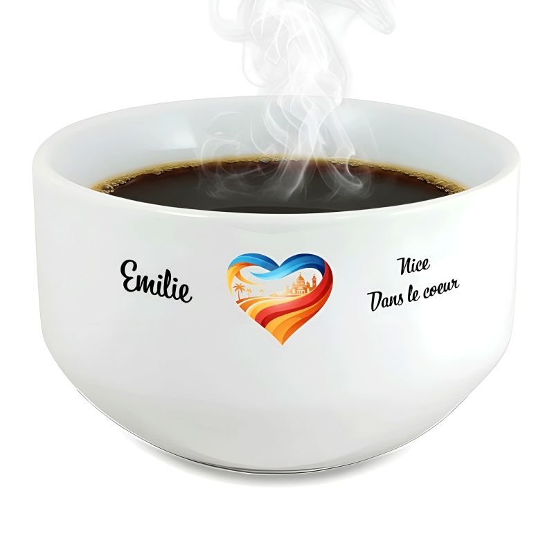 Bol petit déjeuner personnalisable Ville : Nice dans le coeur Bol petit déjeuner personnalisable Ville : Nice dans le coeur