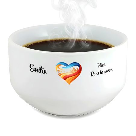 Bol petit déjeuner personnalisable Ville : Nice dans le coeur