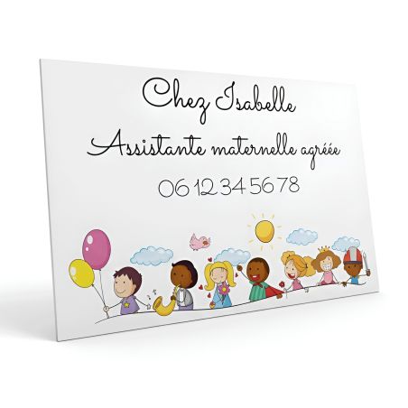 Plaque Assistante maternelle agréée personnalisée - Plaque rue Nounou pour boite aux lettres format 12 x 8 cm - Modèle Tribu