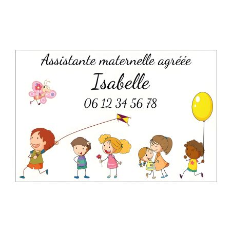 Plaque Nourrice à personnaliser pour boite aux lettres - Plaque maison assistante maternelle personnalisable - Modèle Enfants